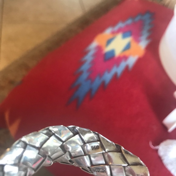 Sterling silver 950 basket weave handmade cuff. - Picture 7 of 9